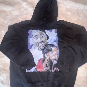 Mens Black Hoodie with Graphic Print | M |